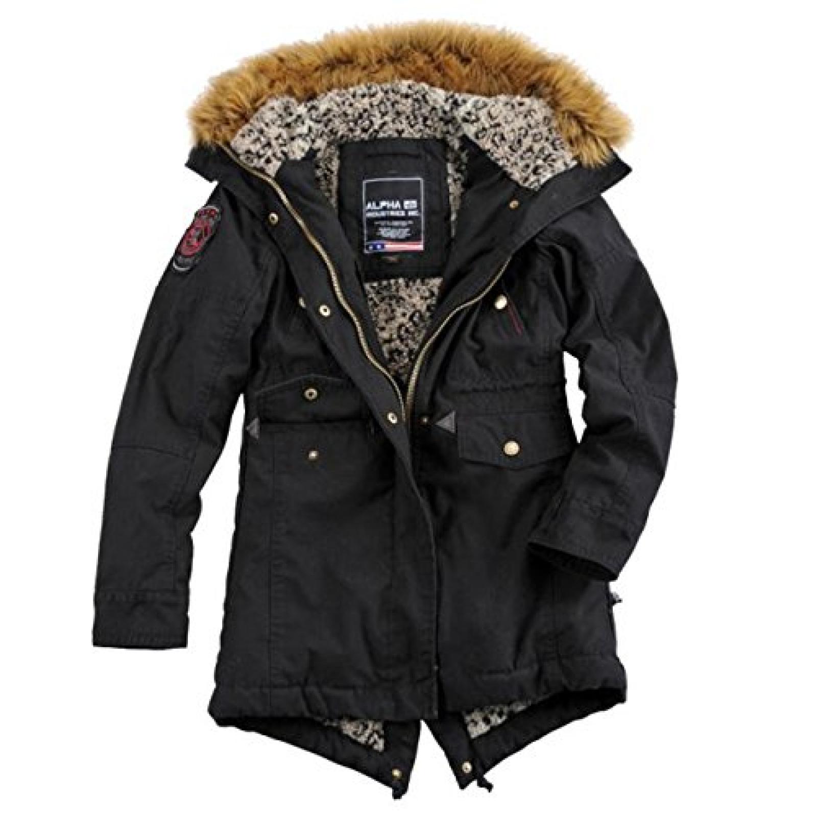 Alpha Ind. Frauen-Jacke "Hooded Fishtail II Wmn" - schwarz Alpha Ind. Frauen-Jacke "Hooded Fishtail II Wmn" - schwarz